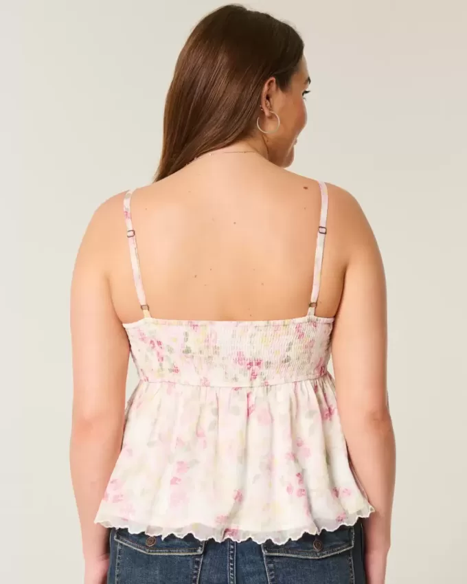 Einfaches Chiffon-Babydoll-Top