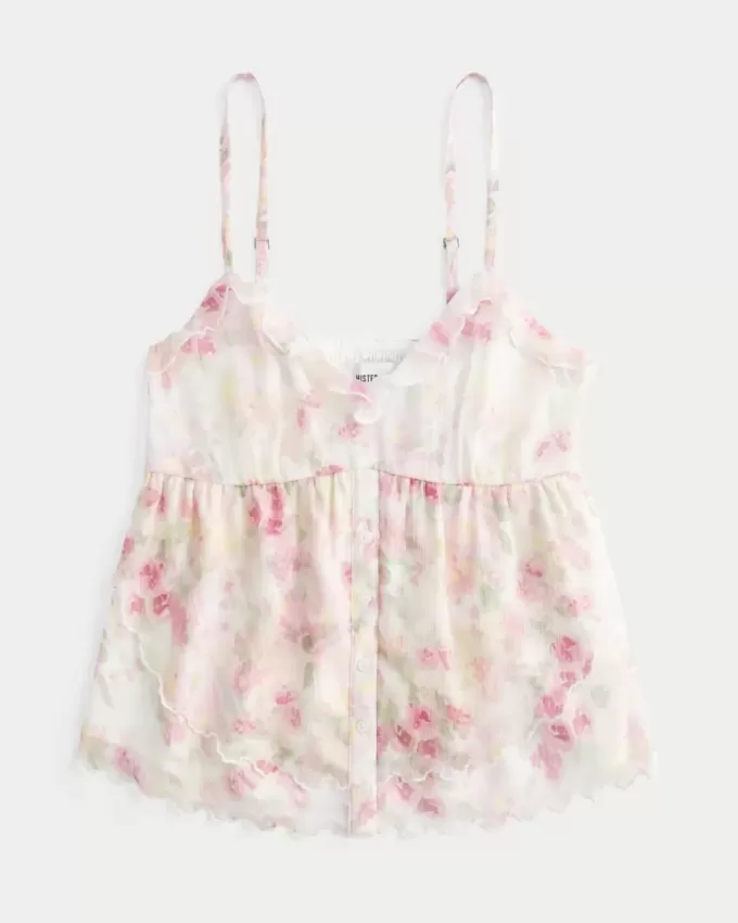 Einfaches Chiffon-Babydoll-Top
