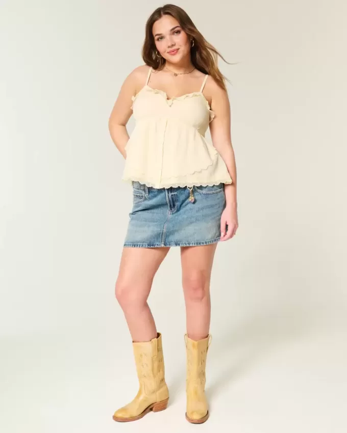 Einfaches Chiffon-Babydoll-Top