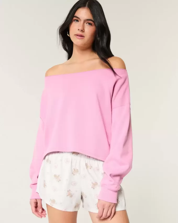 Einfaches, doppeltes, schulterfreies Sweatshirt Einfaches, doppeltes, schulterfreies Sweatshirt