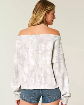 Einfaches, doppeltes, schulterfreies Sweatshirt mit Camouflage-Muster