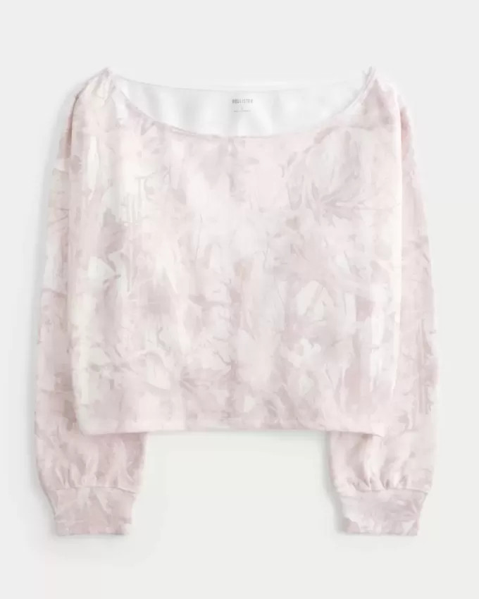 Einfaches, doppeltes, schulterfreies Sweatshirt mit Camouflage-Muster Einfaches, doppeltes, schulterfreies Sweatshirt mit Camouflage-Muster