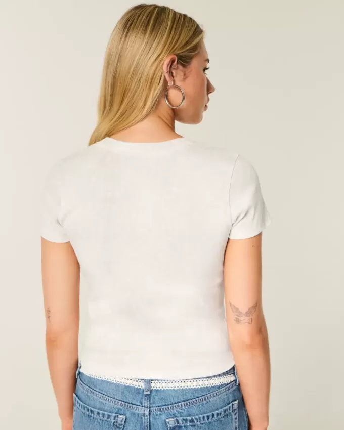 Einfaches kurzärmliges Baby-T-Shirt mit Rundhalsausschnitt und Reh-Print