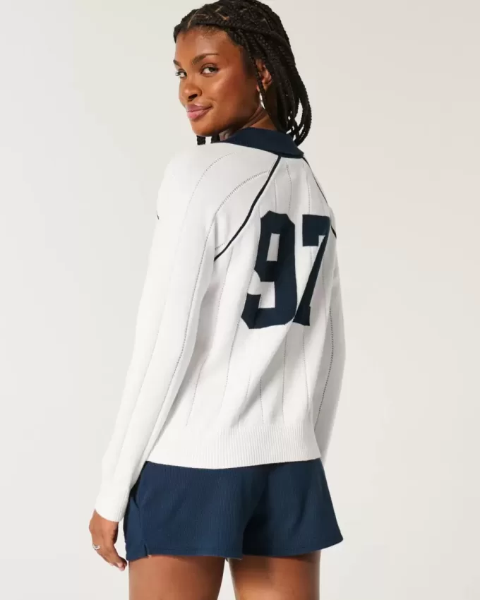 Einfaches Langarm-Pullover-Polo