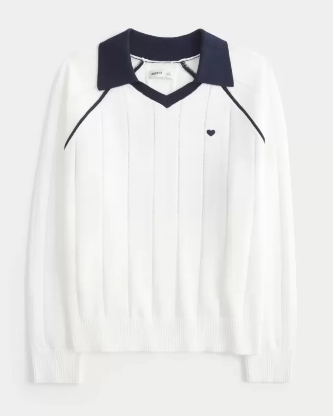 Einfaches Langarm-Pullover-Polo