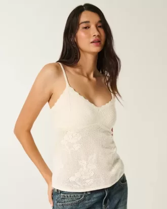 Einfaches Neckholder-Babydoll-Camisole im Nadelspitzen-Stil