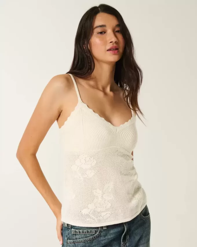 Einfaches Neckholder-Babydoll-Camisole im Nadelspitzen-Stil Einfaches Neckholder-Babydoll-Camisole im Nadelspitzen-Stil