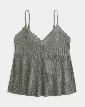 Einfaches Neckholder-Babydoll-Camisole im Nadelspitzen-Stil