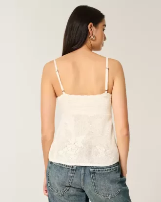 Einfaches Neckholder-Babydoll-Camisole im Nadelspitzen-Stil