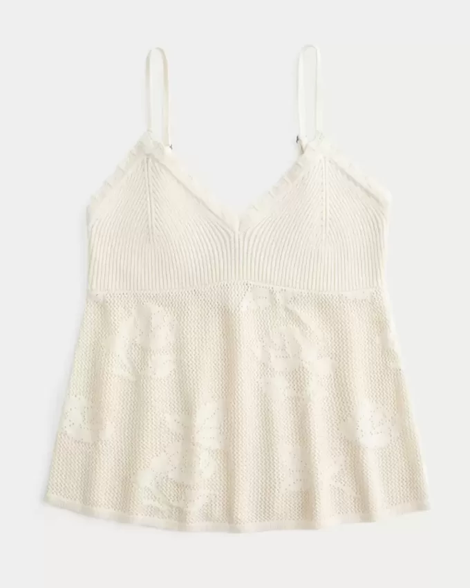 Einfaches Neckholder-Babydoll-Camisole im Nadelspitzen-Stil Einfaches Neckholder-Babydoll-Camisole im Nadelspitzen-Stil