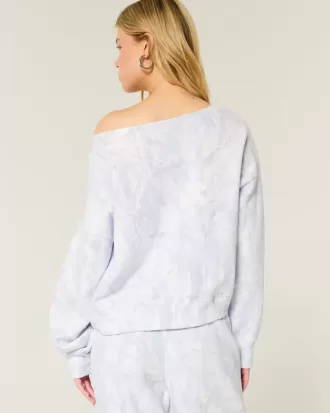 Einfaches schulterfreies Sweatshirt mit Camouflage-Muster