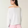 Einfaches, schulterfreies Sweatshirt mit doppelter Grafik Einfaches, schulterfreies Sweatshirt mit doppelter Grafik
