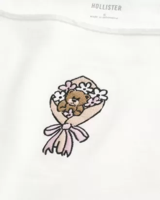 Einfaches, schulterfreies Sweatshirt mit doppelter Grafik