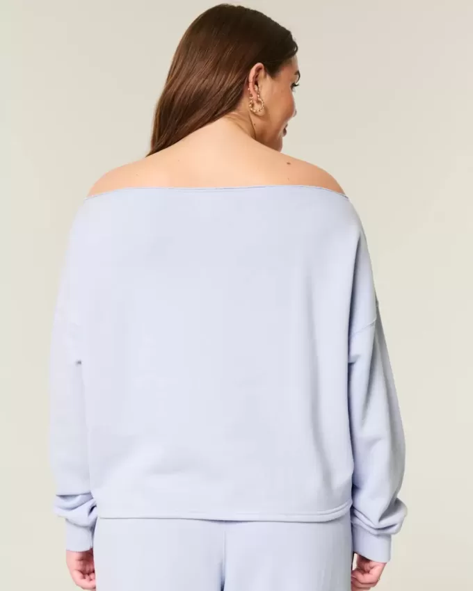 Einfaches, schulterfreies Sweatshirt mit doppelter Grafik Einfaches, schulterfreies Sweatshirt mit doppelter Grafik