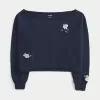 Einfaches, schulterfreies Sweatshirt mit doppelter Grafik Einfaches, schulterfreies Sweatshirt mit doppelter Grafik