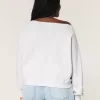 Einfaches, schulterfreies Sweatshirt mit Zahlengrafik