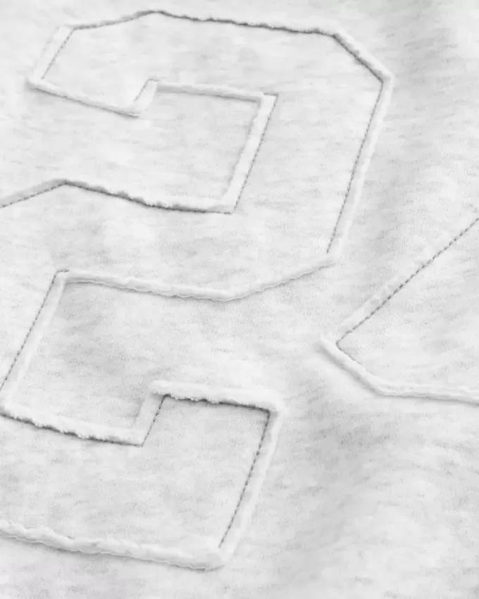 Einfaches, schulterfreies Sweatshirt mit Zahlengrafik