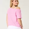 Einfaches schulterfreies T-Shirt mit Snoopy-Grafik Einfaches schulterfreies T-Shirt mit Snoopy-Grafik