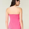 Einfaches trägerloses Babydoll-Oberteil mit Bindeband