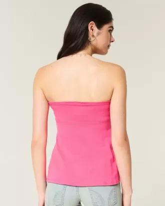 Einfaches trägerloses Babydoll-Oberteil mit Bindeband