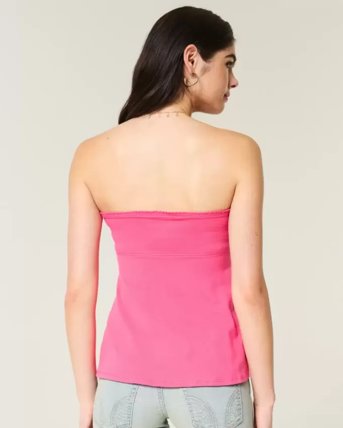 Einfaches trägerloses Babydoll-Oberteil mit Bindeband
