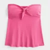 Einfaches trägerloses Babydoll-Oberteil mit Bindeband
