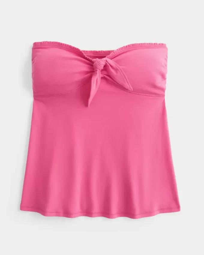 Einfaches trägerloses Babydoll-Oberteil mit Bindeband
