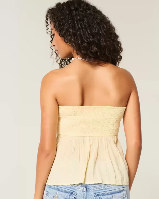 Einfaches trägerloses Babydoll-Top aus Häkelmischung Einfaches trägerloses Babydoll-Top aus Häkelmischung