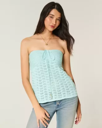 Einfaches trägerloses Babydoll-Top im Häkelstil