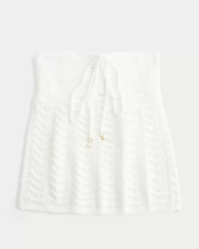 Einfaches trägerloses Babydoll-Top im Häkelstil
