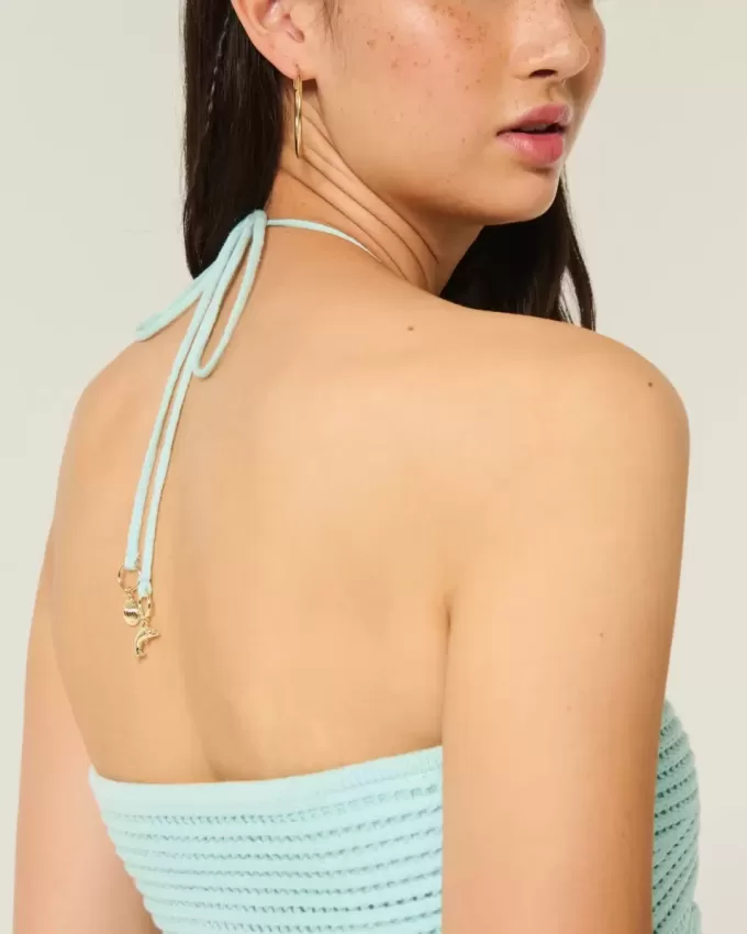 Einfaches trägerloses Babydoll-Top im Häkelstil