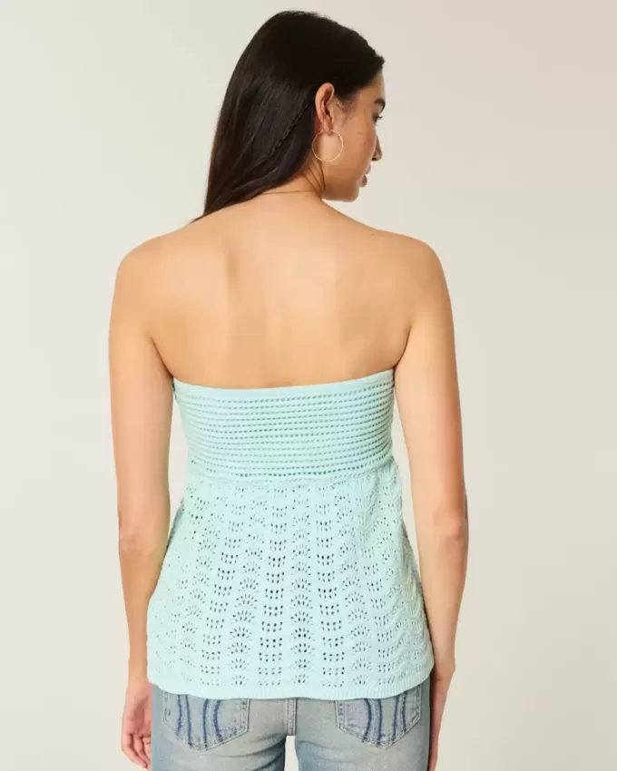 Einfaches trägerloses Babydoll-Top im Häkelstil