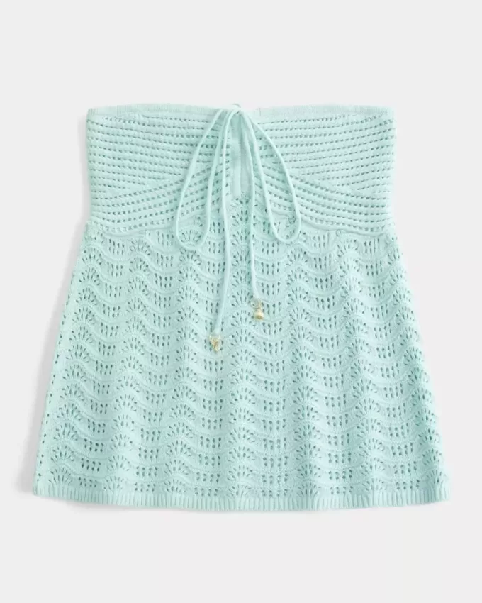 Einfaches trägerloses Babydoll-Top im Häkelstil