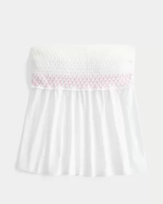 Einfaches trägerloses gesmoktes Babydoll-Top