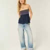 Einfaches trägerloses gesmoktes Babydoll-Top