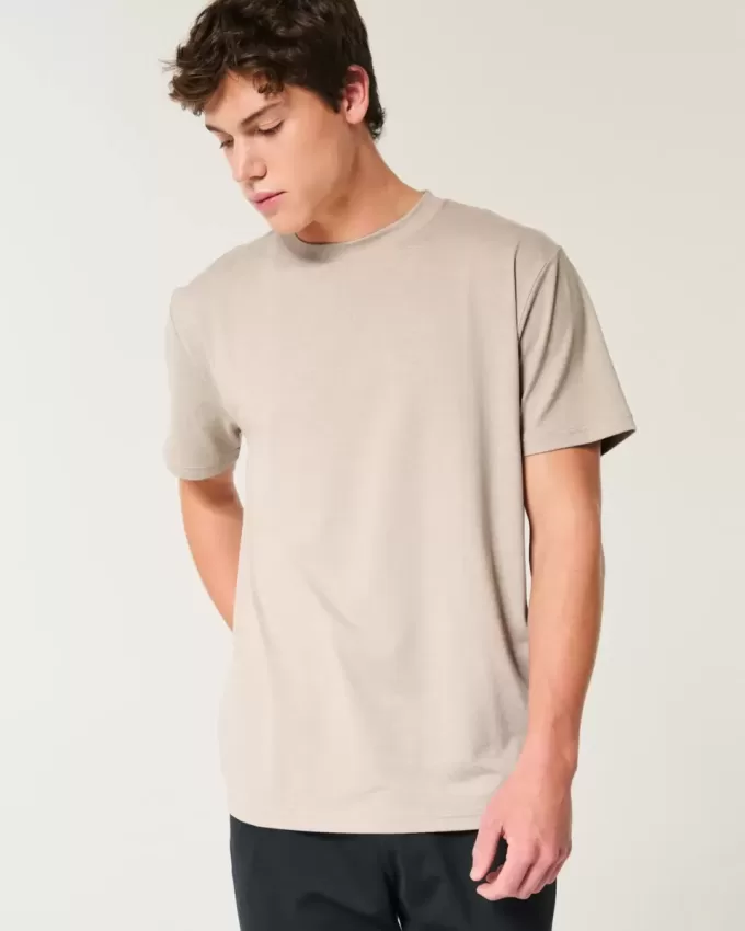Entspanntes Stretch-T-Shirt mit Rundhalsausschnitt