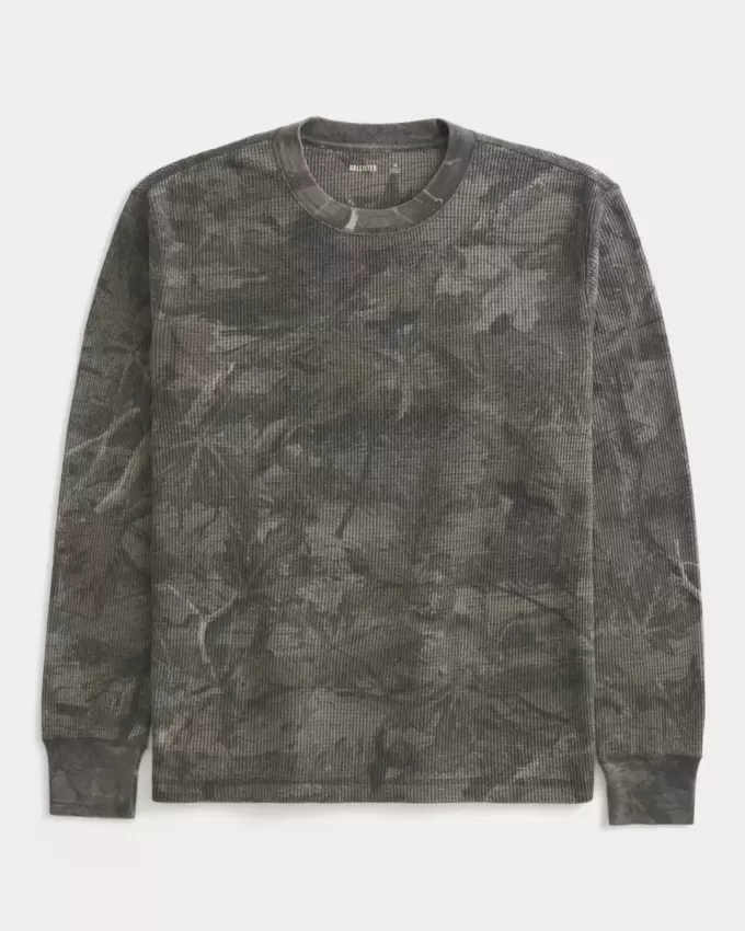 Entspanntes Thermo-Langarmshirt mit Rundhalsausschnitt und Camouflage-Muster