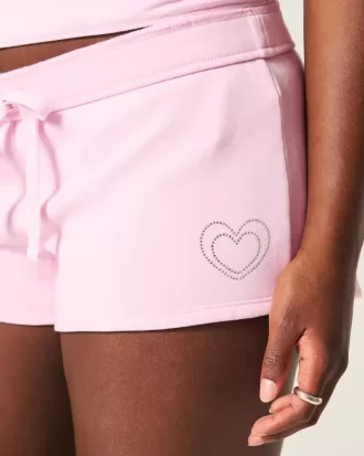 Fleece-Minishorts mit Herzgrafik