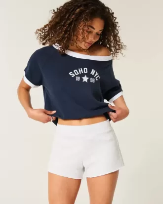 Fleece-Minishorts mit Seitenstreifen