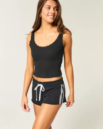 Fleece-Minishorts mit Seitenstreifen