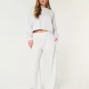 Fleecehose mit weitem Bein und Logobund