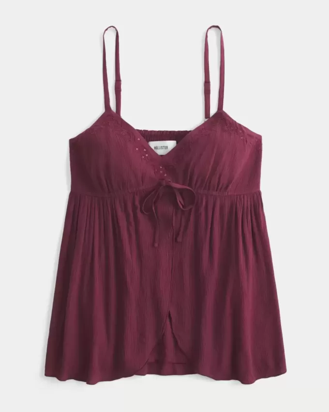 Flyaway-Babydoll-Oberteil in Crinkle-Shine