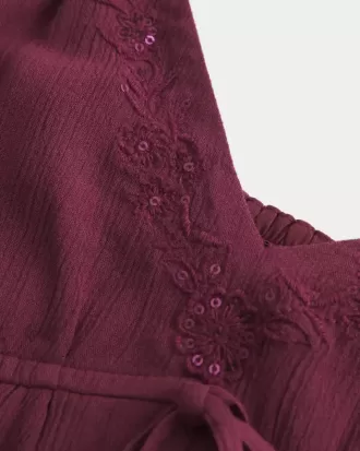 Flyaway-Babydoll-Oberteil in Crinkle-Shine