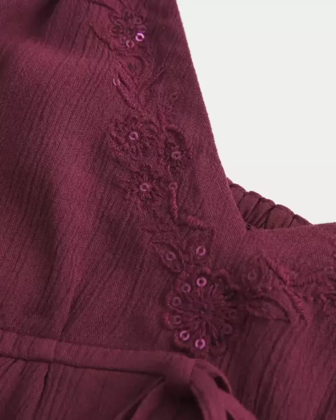 Flyaway-Babydoll-Oberteil in Crinkle-Shine