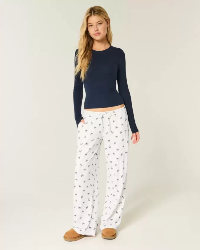 Gemütliche gerippte Hose mit weitem Bein Gemütliche gerippte Hose mit weitem Bein