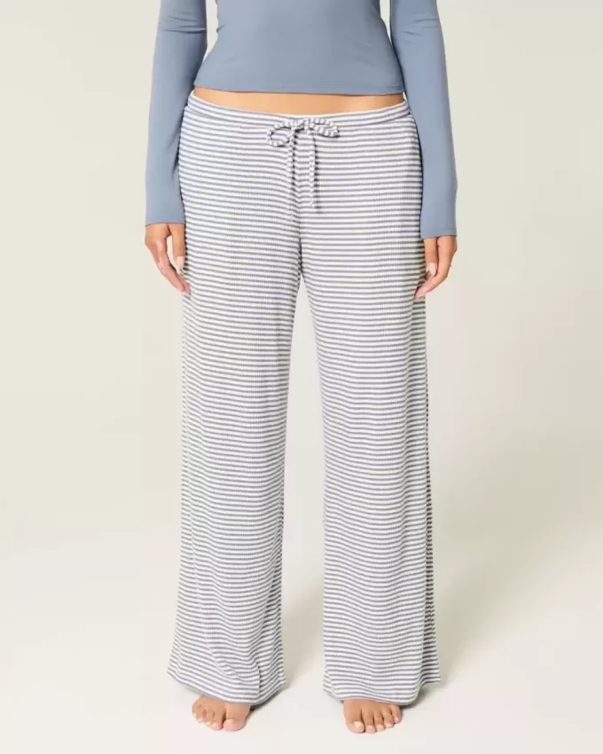 Gemütliche gerippte Hose mit weitem Bein
