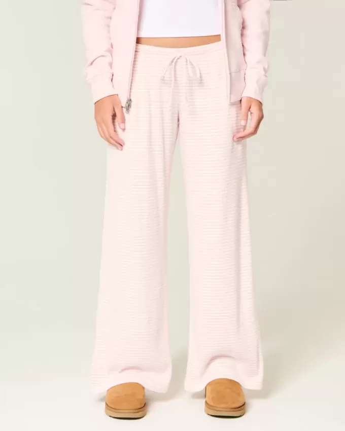 Gemütliche gerippte Hose mit weitem Bein Gemütliche gerippte Hose mit weitem Bein