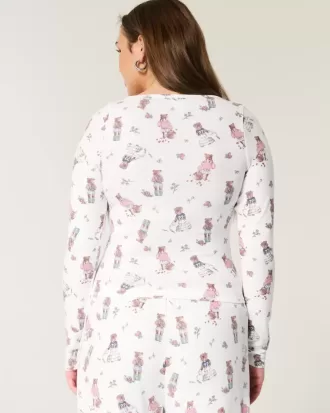Gemütliches Pyjama-Oberteil mit Bärenmuster