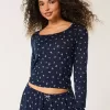 Gemütliches Pyjamaoberteil mit Blumenmuster