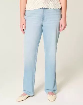Gerade geschnittene Jeans mit hoher Taille und heller Waschung